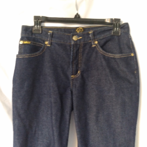 Xoxo Denim Jeans Juniors Size 5/6 Dark Wash Straight Leg Reg Fit Gold Accents - Picture 3 of 7